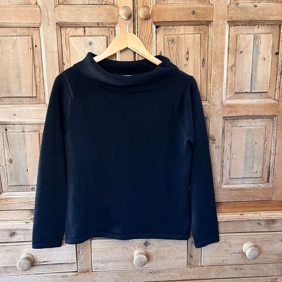 Talbots Small Sweater Knit Black Long‎ Sleeve Mock Turtle Neck Wool - Picture 1 of 5